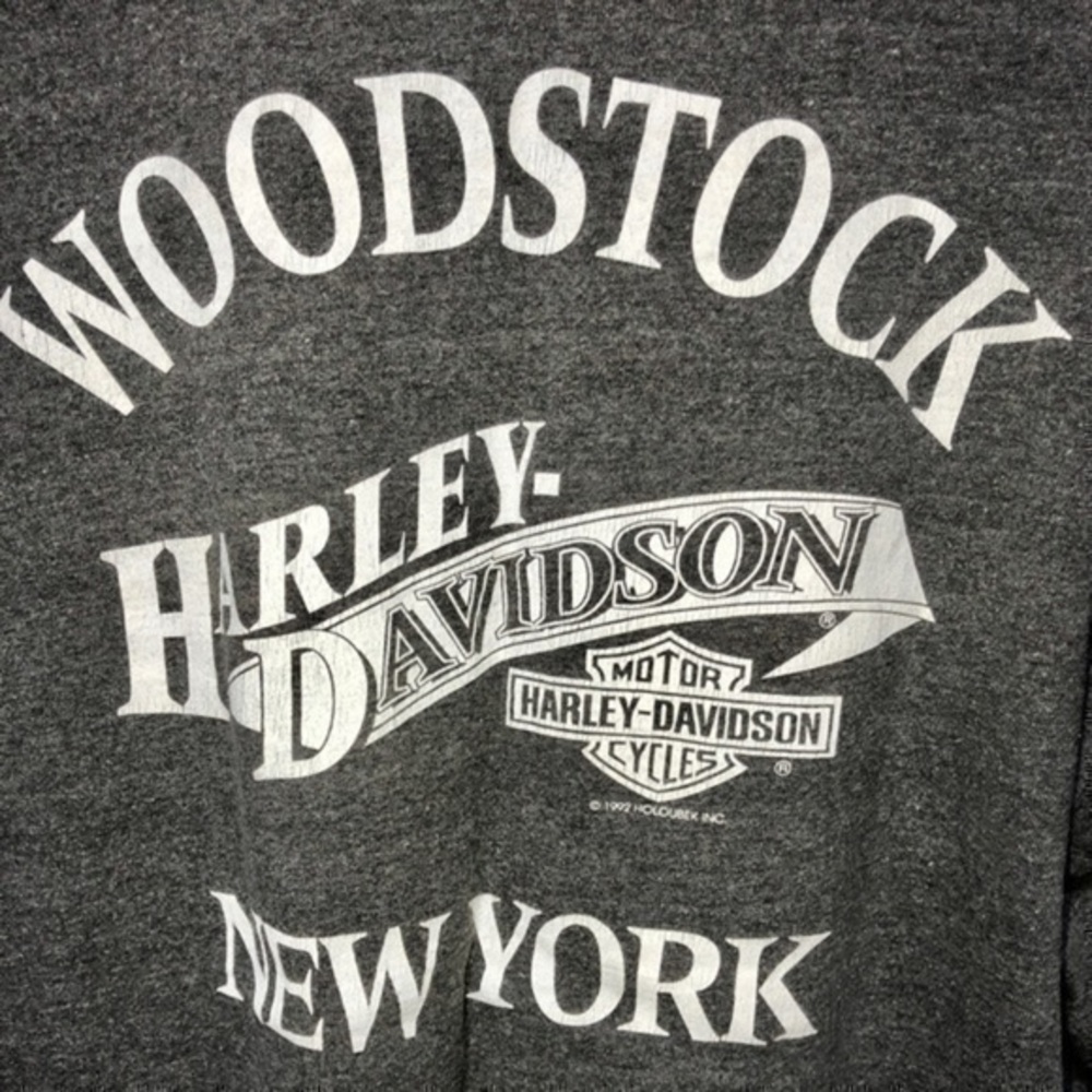 💠Harley-Davidson 🏍 gray cotton T-shirt 1991 Vintage Woodstock NY